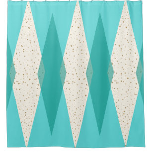 Mid Century Modern Argyle Shower Curtain
