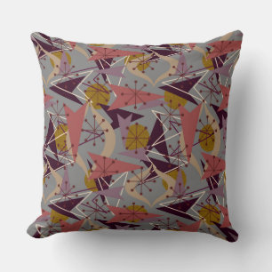 Mid-Century Modern Arrows   Atomic Fifties Pattern Throw Pillow