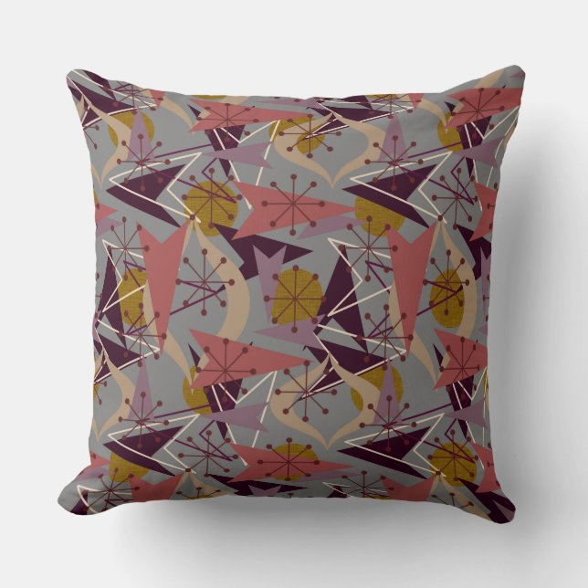 Mid-Century Modern Arrows | Atomic Fifties Pattern Throw Pillow (Front)
