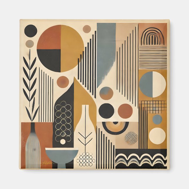 Mid Century Modern Art Autumn Harvest Magnet (Front)