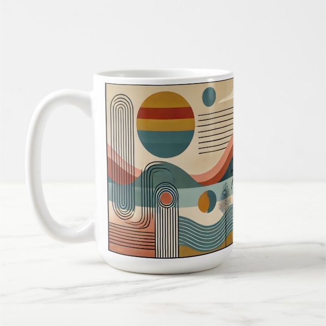Mid Century Modern Art Beach Sunrise Coffee Mug (Left)
