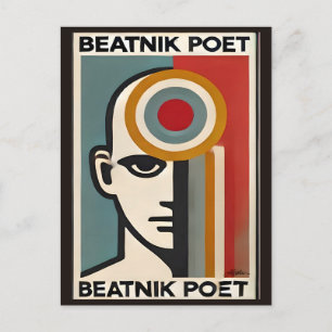 Mid Century Modern Art Beatnik Poet Postcard