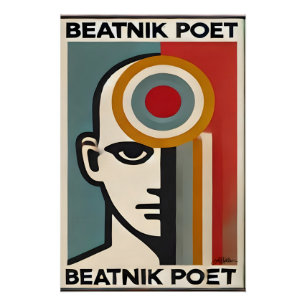 Mid Century Modern Art Beatnik Poet Poster