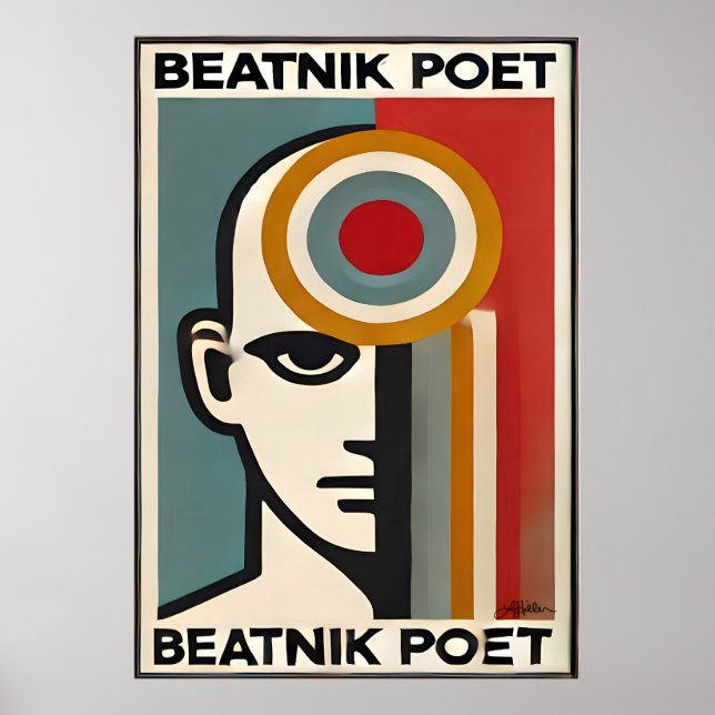 Mid Century Modern Art Beatnik Poet Poster (Front)