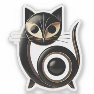 Mid Century Modern Art Black Cat 