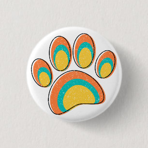 Mid Century Modern Art Dog Paw Prints Custom 1 Inch Round Button
