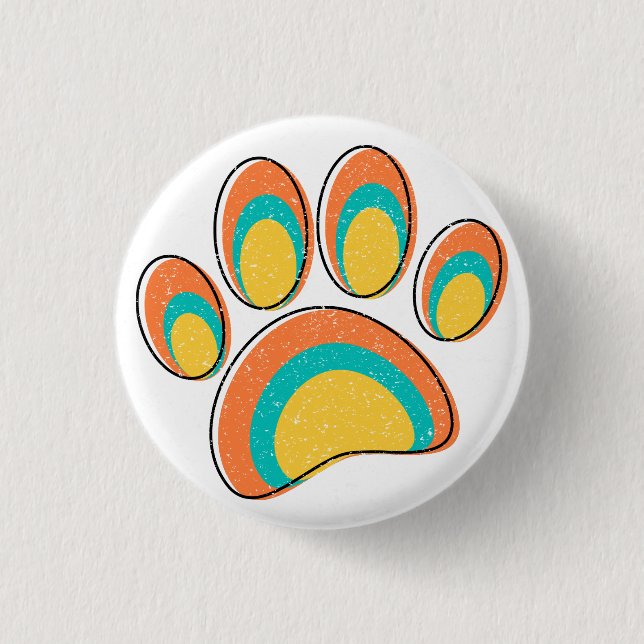 Mid Century Modern Art Dog Paw Prints Custom 1 Inch Round Button (Front)