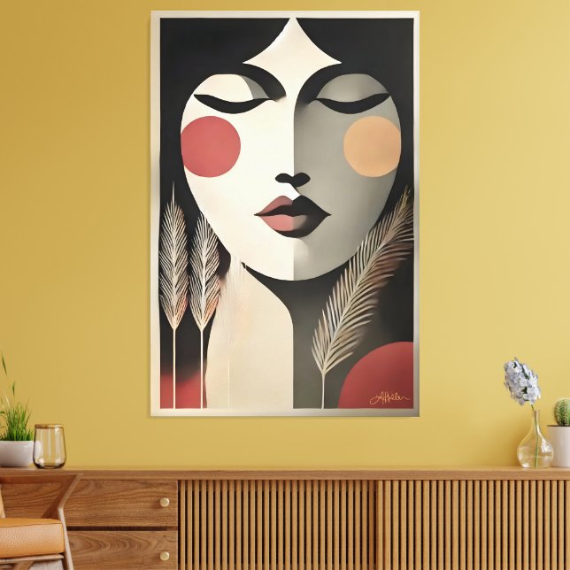 Mid Century Modern Art Meditation Canvas Print (Insitu(LivingRoom))