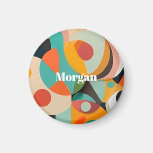 Mid Century Modern Art Monogram or Name, Geometric Magnet