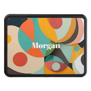 Mid Century Modern Art Monogram or Name, Geometric Trailer Hitch Cover