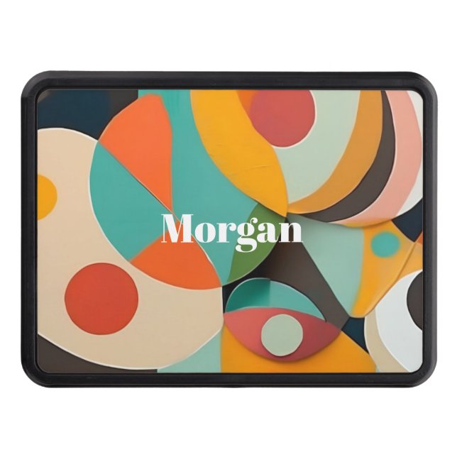 Mid Century Modern Art Monogram or Name, Geometric Trailer Hitch Cover (Front)