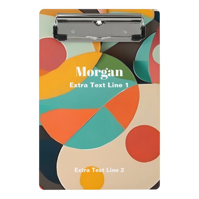 Mid Century Modern Art, Name & 2 Text Lines Mini Clipboard (Front)