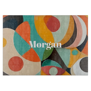 Mid Century Modern Art, Name or Monogram Geometric Cutting Board