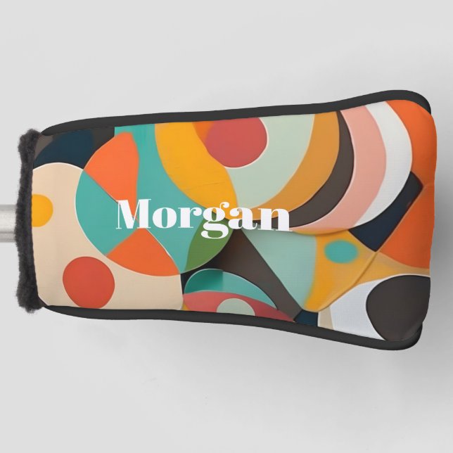 Mid Century Modern Art, Name or Monogram Geometric Golf Head Cover (Front)