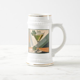 Mid Century Modern Art Shamrock Martini Sláinte! Beer Stein