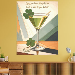 Mid Century Modern Art Shamrock Martini Sláinte! Canvas Print
