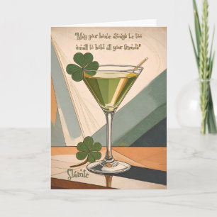 Mid Century Modern Art Shamrock Martini Sláinte!  Card