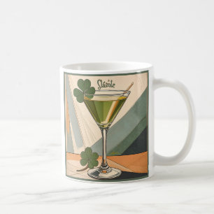Mid Century Modern Art Shamrock Martini Sláinte! Coffee Mug