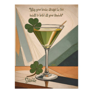 Mid Century Modern Art Shamrock Martini Sláinte! Poster