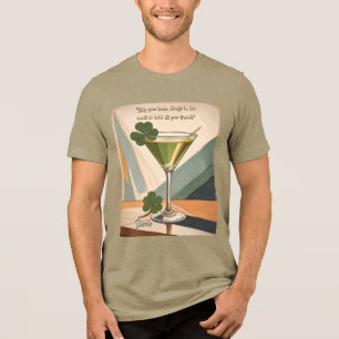 Mid Century Modern Art Shamrock Martini Sláinte!  Tri-Blend Shirt