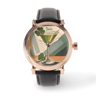Mid Century Modern Art Shamrock Martini Sláinte!  Watch