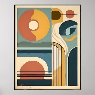 Mid Century Modern Art Sunrise Sunset Poster