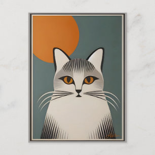 Mid Century Modern Art The Grey Cat Postcard