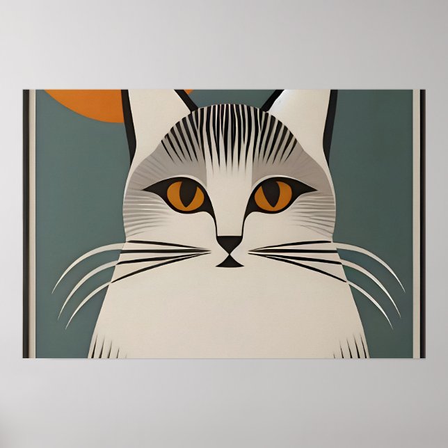 Mid Century Modern Art The Grey Cat Poster (Front)