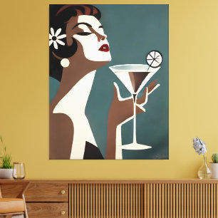Mid Century Modern Art The Martini DIva Canvas Print