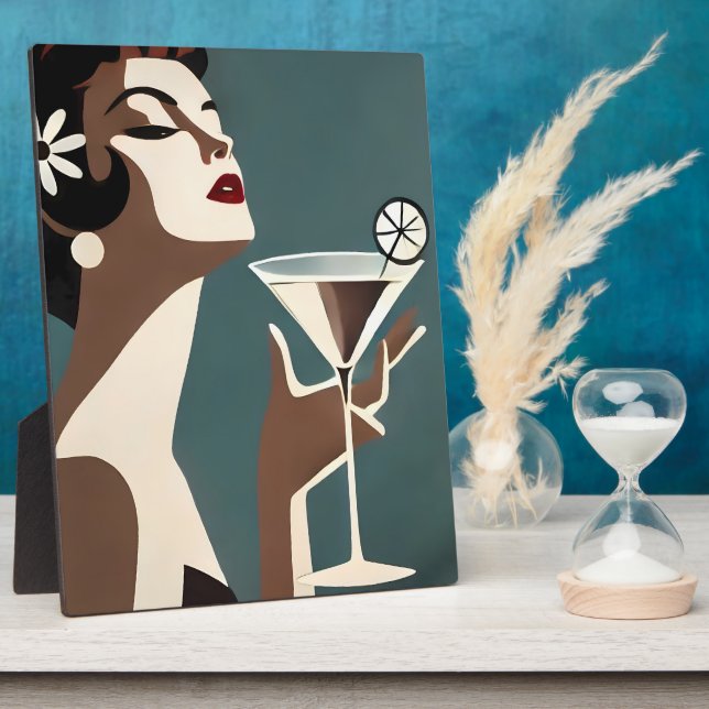 Mid Century Modern Art The Martini DIva Plaque (Side)