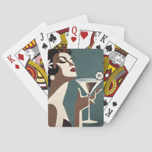 Mid Century Modern Art The Martini DIva Playing Cards