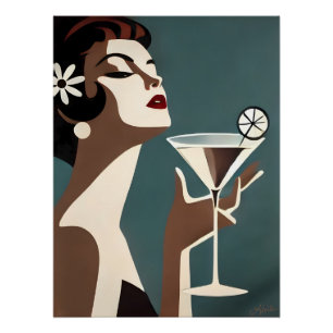 Mid Century Modern Art The Martini DIva Poster