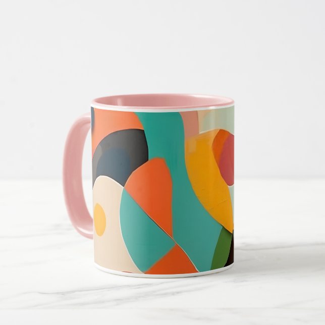 Mid Century Modern Art, Various Colours, Geometric Mug (Front Left)