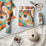 Mid Century Modern Art, Various Colours, Geometric Wrapping Paper<br><div class="desc">A Mid Century modern painting in various geometric shapes with colours in red, teal, orange, black and green.</div>