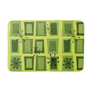 Mid Century Modern Art 'Wonky Doors' Chartreuse Bath Mat
