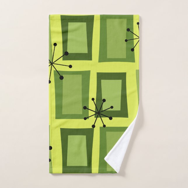 Mid Century Modern Art 'Wonky Doors' Chartreuse Hand Towel (Hand Towel)