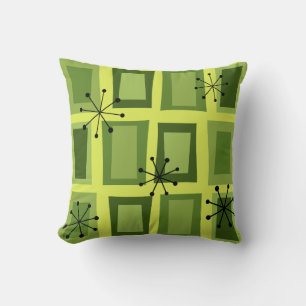 Mid Century Modern Art 'Wonky Doors' Chartreuse Throw Pillow