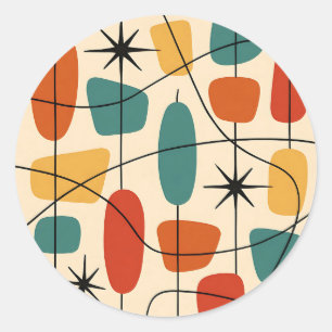 Mid Century Modern Atomic Abstract Classic Round Sticker