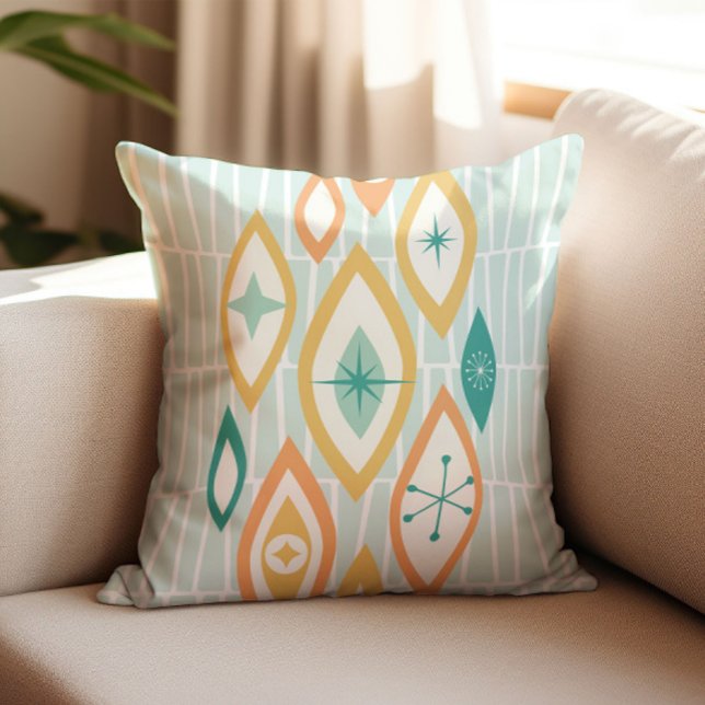 Mid Century Modern Atomic Abstract Pattern Throw Pillow (Creator Uploaded)
