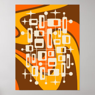 Mid Century Modern Atomic Abstract Poster