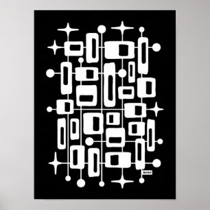 Mid Century Modern Atomic Abstract Poster