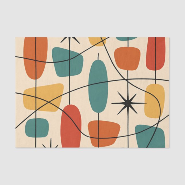 Mid Century Modern Atomic Abstract Tissue Paper (Front)