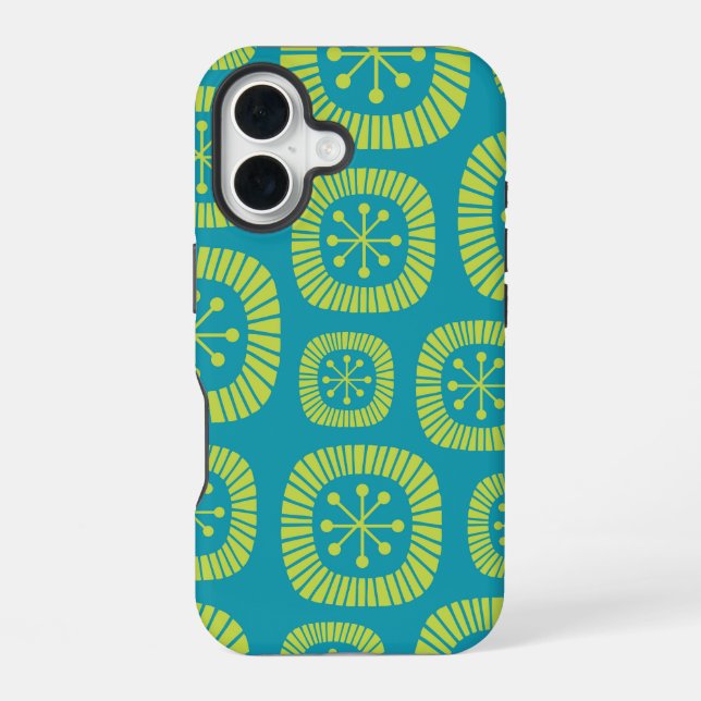 Mid Century Modern Atomic Age Abstract Pattern iPhone 16 Case (Back)