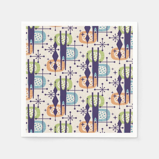 Mid Century Modern Atomic Age Abstract Pattern Napkin (Front)