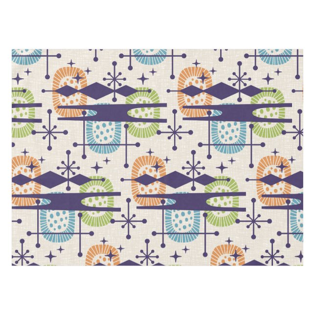 Mid Century Modern Atomic Age Abstract Pattern Tablecloth (Front (Horizontal))