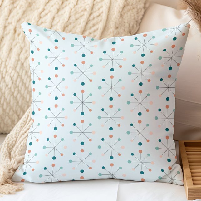Mid Century Modern Atomic Age Abstract Pattern Throw Pillow (Creator Uploaded)