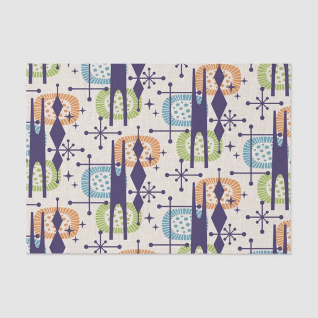 Mid Century Modern Atomic Age Abstract Pattern Tissue Paper (Front)