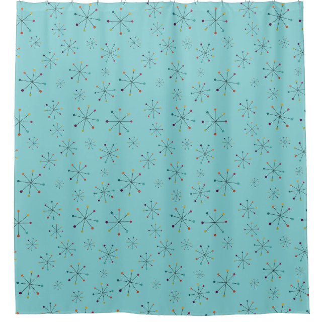 Mid-Century Modern Atomic Age Aqua Blue Pattern (Front)