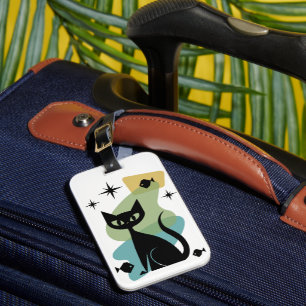 Mid Century Modern Atomic Age Cat Luggage Tag