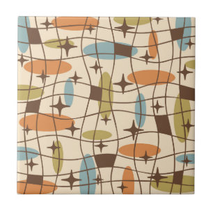 Mid Century Modern Atomic Age Cosmic Pattern Tile